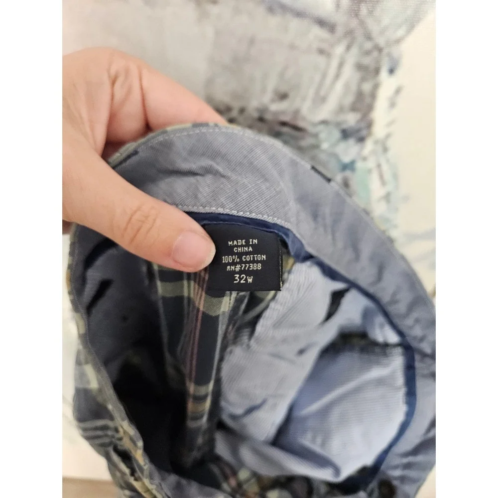 J.Crew Club Short 32 Navy Blue Plaid Cotton Casual Preppy Summer Shorts